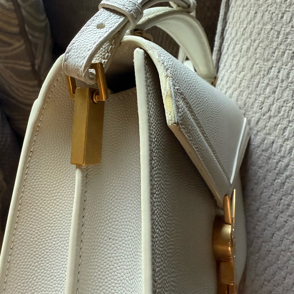 YSL CASSANDRA MINI TOP HANDLE BAG - Beige Leather - Picture 5 of 12
